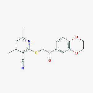 2-{[2-(2,3-Dihydro-1,4-benzodioxin-6-yl)-2-oxoethyl]sulfanyl}-4,6-dimethylpyridine-3-carbonitrile