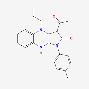 3-acetyl-1-(4-methylphenyl)-4-(prop-2-en-1-yl)-1,3,3a,4,9,9a-hexahydro-2H-pyrrolo[2,3-b]quinoxalin-2-one