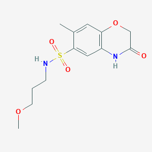 molecular formula C13H18N2O5S B11064299 N-(3-methoxypropyl)-7-methyl-3-oxo-3,4-dihydro-2H-1,4-benzoxazine-6-sulfonamide 