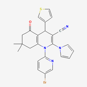 1-(5-bromopyridin-2-yl)-7,7-dimethyl-5-oxo-2-(1H-pyrrol-1-yl)-4-(thiophen-3-yl)-1,4,5,6,7,8-hexahydroquinoline-3-carbonitrile