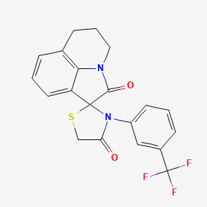 molecular formula C20H15F3N2O2S B11064314 3'-[3-(trifluoromethyl)phenyl]-5,6-dihydro-4H,4'H-spiro[pyrrolo[3,2,1-ij]quinoline-1,2'-[1,3]thiazolidine]-2,4'-dione 