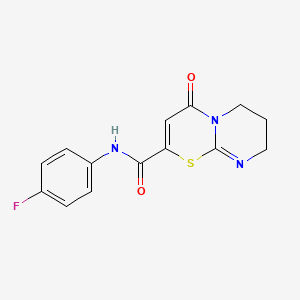 molecular formula C14H12FN3O2S B11064316 N-(4-fluorophenyl)-4-oxo-7,8-dihydro-4H,6H-pyrimido[2,1-b][1,3]thiazine-2-carboxamide 