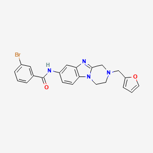 molecular formula C22H19BrN4O2 B11064324 3-bromo-N-[2-(furan-2-ylmethyl)-1,2,3,4-tetrahydropyrazino[1,2-a]benzimidazol-8-yl]benzamide 