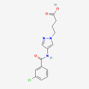 4-(4-{[(3-chlorophenyl)carbonyl]amino}-1H-pyrazol-1-yl)butanoic acid