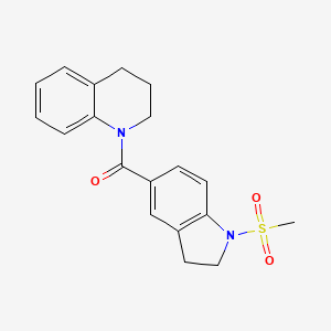 molecular formula C19H20N2O3S B11064384 Quinoline, 1-[[2,3-dihydro-1-(methylsulfonyl)-1H-indol-5-yl]carbonyl]-1,2,3,4-tetrahydro- 