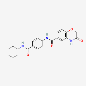 molecular formula C22H23N3O4 B11064484 N-[4-(cyclohexylcarbamoyl)phenyl]-3-oxo-3,4-dihydro-2H-1,4-benzoxazine-6-carboxamide 