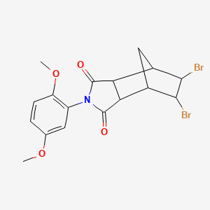 molecular formula C17H17Br2NO4 B11064492 5,6-dibromo-2-(2,5-dimethoxyphenyl)hexahydro-1H-4,7-methanoisoindole-1,3(2H)-dione 