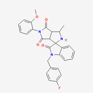 molecular formula C28H24FN3O4 B11064519 1-(4-fluorobenzyl)-5'-(2-methoxyphenyl)-3'-methyl-3a',6a'-dihydro-2'H-spiro[indole-3,1'-pyrrolo[3,4-c]pyrrole]-2,4',6'(1H,3'H,5'H)-trione 