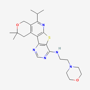 4,4-dimethyl-N-(2-morpholin-4-ylethyl)-8-propan-2-yl-5-oxa-11-thia-9,14,16-triazatetracyclo[8.7.0.02,7.012,17]heptadeca-1(10),2(7),8,12(17),13,15-hexaen-13-amine