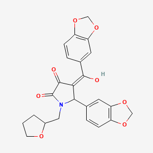 molecular formula C24H21NO8 B11064606 5-(1,3-benzodioxol-5-yl)-4-(1,3-benzodioxol-5-ylcarbonyl)-3-hydroxy-1-(tetrahydrofuran-2-ylmethyl)-1,5-dihydro-2H-pyrrol-2-one 