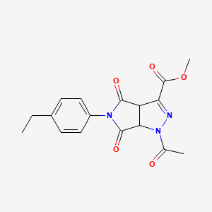 molecular formula C17H17N3O5 B11064639 Methyl 1-acetyl-5-(4-ethylphenyl)-4,6-dioxo-1,3a,4,5,6,6a-hexahydropyrrolo[3,4-c]pyrazole-3-carboxylate 