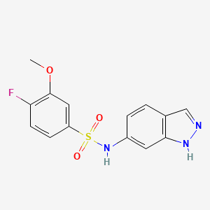 molecular formula C14H12FN3O3S B11064678 4-fluoro-N-(1H-indazol-6-yl)-3-methoxybenzenesulfonamide 