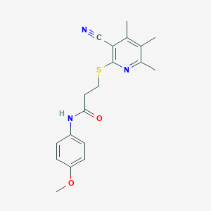 molecular formula C19H21N3O2S B11064695 3-[(3-cyano-4,5,6-trimethylpyridin-2-yl)sulfanyl]-N-(4-methoxyphenyl)propanamide 