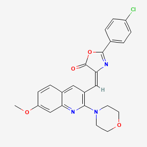 molecular formula C24H20ClN3O4 B11064707 (4E)-2-(4-chlorophenyl)-4-{[7-methoxy-2-(morpholin-4-yl)quinolin-3-yl]methylidene}-1,3-oxazol-5(4H)-one 