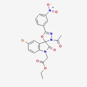 ethyl [3'-acetyl-5-bromo-5'-(3-nitrophenyl)-2-oxo-3'H-spiro[indole-3,2'-[1,3,4]oxadiazol]-1(2H)-yl]acetate