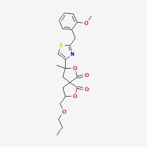 molecular formula C23H27NO6S B11064801 3-[2-(2-Methoxybenzyl)-1,3-thiazol-4-yl]-3-methyl-8-(propoxymethyl)-2,7-dioxaspiro[4.4]nonane-1,6-dione 