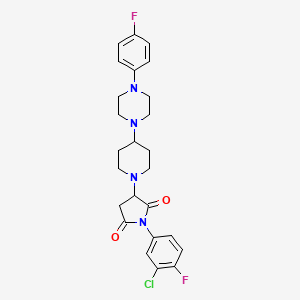 molecular formula C25H27ClF2N4O2 B11064806 1-(3-Chloro-4-fluorophenyl)-3-{4-[4-(4-fluorophenyl)piperazin-1-yl]piperidin-1-yl}pyrrolidine-2,5-dione 