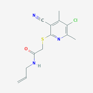 2-[(5-chloro-3-cyano-4,6-dimethylpyridin-2-yl)sulfanyl]-N-(prop-2-en-1-yl)acetamide