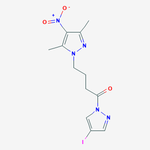 molecular formula C12H14IN5O3 B11064821 4-(3,5-dimethyl-4-nitro-1H-pyrazol-1-yl)-1-(4-iodo-1H-pyrazol-1-yl)butan-1-one 