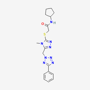 N-cyclopentyl-2-({4-methyl-5-[(5-phenyl-2H-tetrazol-2-yl)methyl]-4H-1,2,4-triazol-3-yl}sulfanyl)acetamide