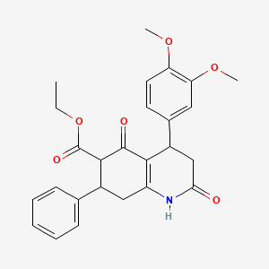 Ethyl 4-(3,4-dimethoxyphenyl)-2,5-dioxo-7-phenyl-1,2,3,4,5,6,7,8-octahydroquinoline-6-carboxylate