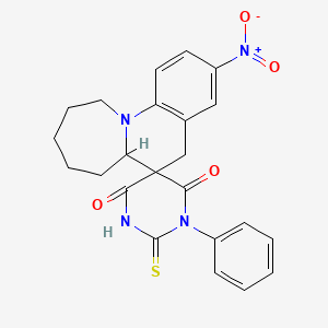 molecular formula C23H22N4O4S B11064857 3-nitro-1'-phenyl-2'-thioxo-6a,7,8,9,10,11-hexahydro-2'H,5H-spiro[azepino[1,2-a]quinoline-6,5'-pyrimidine]-4',6'(1'H,3'H)-dione 