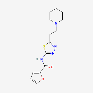 molecular formula C14H18N4O2S B11064864 N-{5-[2-(piperidin-1-yl)ethyl]-1,3,4-thiadiazol-2-yl}furan-2-carboxamide 