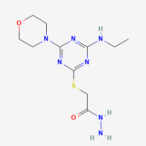 molecular formula C11H19N7O2S B11064870 2-{[4-(Ethylamino)-6-(morpholin-4-yl)-1,3,5-triazin-2-yl]sulfanyl}acetohydrazide 