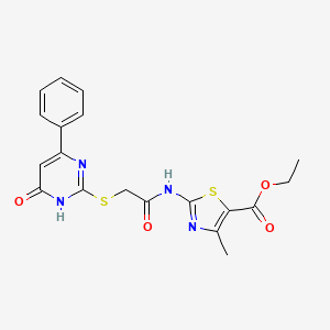 Ethyl 4-methyl-2-({[(6-oxo-4-phenyl-1,6-dihydropyrimidin-2-yl)sulfanyl]acetyl}amino)-1,3-thiazole-5-carboxylate