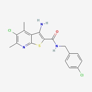 molecular formula C17H15Cl2N3OS B11064970 3-amino-5-chloro-N-(4-chlorobenzyl)-4,6-dimethylthieno[2,3-b]pyridine-2-carboxamide 