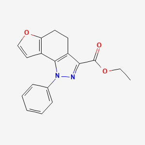 molecular formula C18H16N2O3 B11064973 ethyl 1-phenyl-4,5-dihydro-1H-furo[2,3-g]indazole-3-carboxylate 