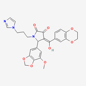 4-(2,3-dihydro-1,4-benzodioxin-6-ylcarbonyl)-3-hydroxy-1-[3-(1H-imidazol-1-yl)propyl]-5-(7-methoxy-1,3-benzodioxol-5-yl)-1,5-dihydro-2H-pyrrol-2-one