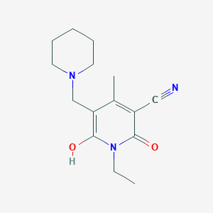 molecular formula C15H21N3O2 B11064994 1-Ethyl-6-hydroxy-4-methyl-2-oxo-5-(piperidin-1-ylmethyl)-1,2-dihydropyridine-3-carbonitrile 