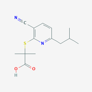 2-{[3-Cyano-6-(2-methylpropyl)pyridin-2-yl]sulfanyl}-2-methylpropanoic acid