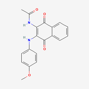 molecular formula C19H16N2O4 B11065000 N-{3-[(4-methoxyphenyl)amino]-1,4-dioxo-1,4-dihydronaphthalen-2-yl}acetamide 