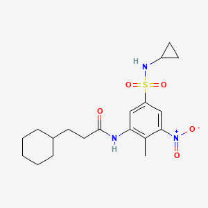 molecular formula C19H27N3O5S B11065011 3-cyclohexyl-N-[5-(cyclopropylsulfamoyl)-2-methyl-3-nitrophenyl]propanamide 