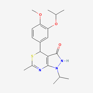 molecular formula C19H25N3O3S B11065034 4-[4-methoxy-3-(propan-2-yloxy)phenyl]-6-methyl-1-(propan-2-yl)-1,4-dihydropyrazolo[3,4-d][1,3]thiazin-3(2H)-one 