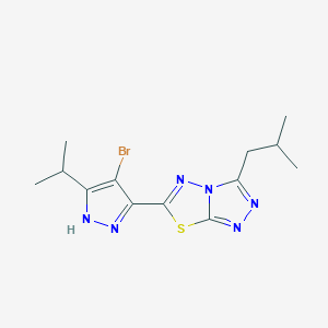 molecular formula C13H17BrN6S B11065037 6-[4-bromo-5-(propan-2-yl)-1H-pyrazol-3-yl]-3-(2-methylpropyl)[1,2,4]triazolo[3,4-b][1,3,4]thiadiazole 