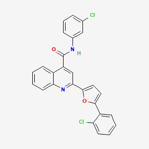 molecular formula C26H16Cl2N2O2 B11065048 N-(3-chlorophenyl)-2-[5-(2-chlorophenyl)furan-2-yl]quinoline-4-carboxamide 