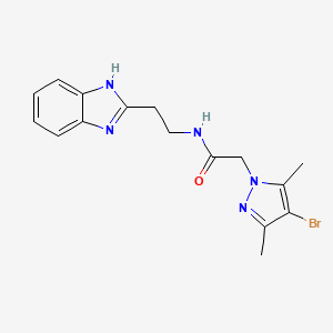 molecular formula C16H18BrN5O B11065059 N-[2-(1H-benzimidazol-2-yl)ethyl]-2-(4-bromo-3,5-dimethyl-1H-pyrazol-1-yl)acetamide 