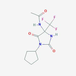 molecular formula C11H14F3N3O3 B11065066 N-[1-cyclopentyl-2,5-dioxo-4-(trifluoromethyl)imidazolidin-4-yl]acetamide 