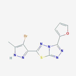 6-(4-bromo-5-methyl-1H-pyrazol-3-yl)-3-(furan-2-yl)[1,2,4]triazolo[3,4-b][1,3,4]thiadiazole