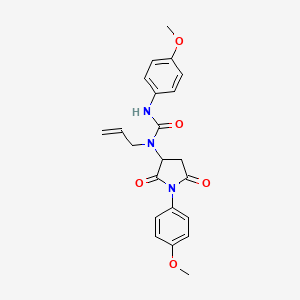 molecular formula C22H23N3O5 B11065134 3-(4-Methoxyphenyl)-1-[1-(4-methoxyphenyl)-2,5-dioxopyrrolidin-3-yl]-1-prop-2-en-1-ylurea 