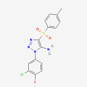 molecular formula C15H12ClFN4O2S B11065169 1-(3-chloro-4-fluorophenyl)-4-[(4-methylphenyl)sulfonyl]-1H-1,2,3-triazol-5-amine 