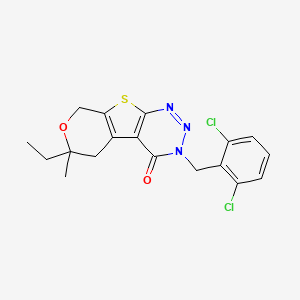 molecular formula C18H17Cl2N3O2S B11065176 4-[(2,6-dichlorophenyl)methyl]-12-ethyl-12-methyl-11-oxa-8-thia-4,5,6-triazatricyclo[7.4.0.02,7]trideca-1(9),2(7),5-trien-3-one 