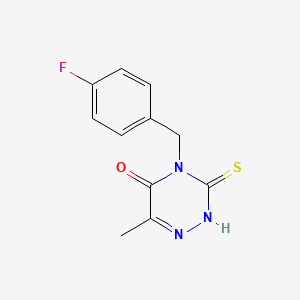 molecular formula C11H10FN3OS B11065177 4-(4-fluorobenzyl)-6-methyl-3-sulfanyl-1,2,4-triazin-5(4H)-one 