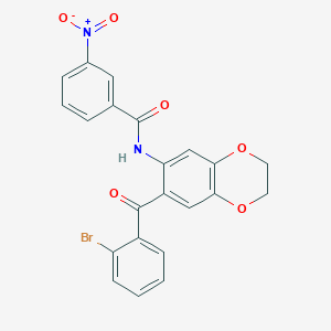 molecular formula C22H15BrN2O6 B11065191 N-{7-[(2-bromophenyl)carbonyl]-2,3-dihydro-1,4-benzodioxin-6-yl}-3-nitrobenzamide 