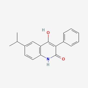 molecular formula C18H17NO2 B11065210 2(1H)-Quinolinone, 4-hydroxy-6-(1-methylethyl)-3-phenyl- 