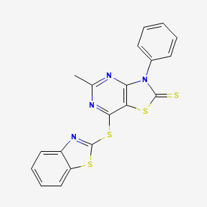 7-(1,3-benzothiazol-2-ylsulfanyl)-5-methyl-3-phenyl[1,3]thiazolo[4,5-d]pyrimidine-2(3H)-thione