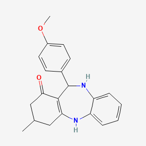 molecular formula C21H22N2O2 B11065256 11-(4-methoxyphenyl)-3-methyl-2,3,4,5,10,11-hexahydro-1H-dibenzo[b,e][1,4]diazepin-1-one 